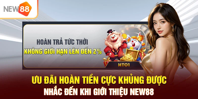 Ưu đãi hoàn tiền cực khủng được nhắc đến khi giới thiệu NEW88